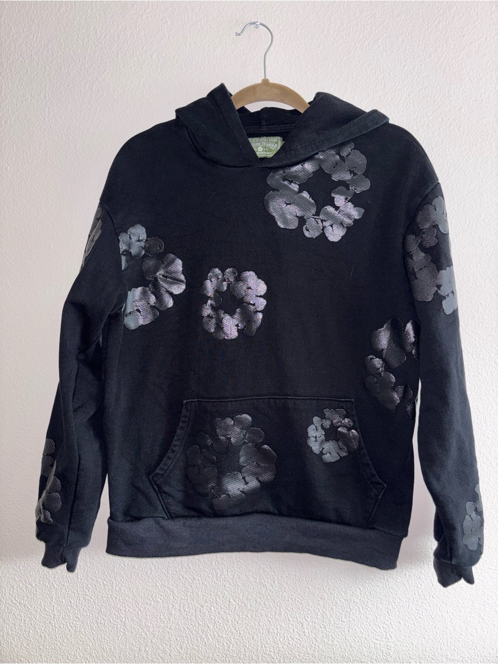 Black denim tear hoodie size small - Picture 2 of 5